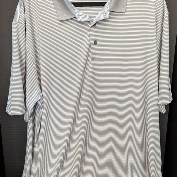 Perry Ellis Men Polo/Golf Shirt XXL Gray/White Stripe Grand Slam Performance - Picture 1 of 4